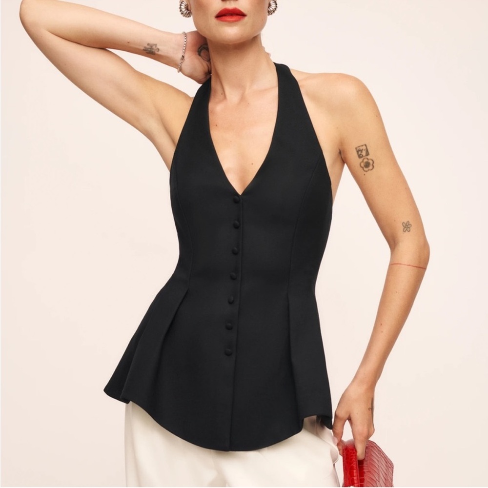 Reformation Auli Halter Top Black - Picture 2 of 9